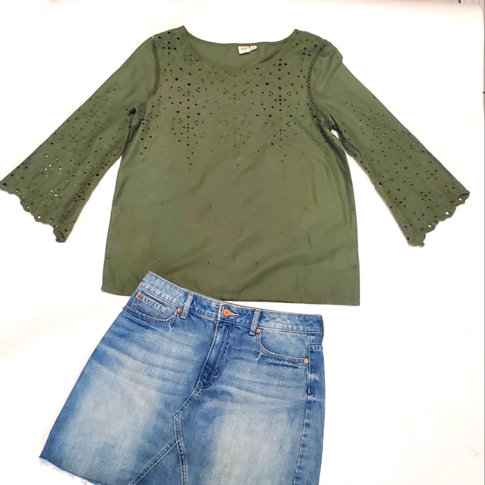 Gap Shirt, Green, Lace, Size M